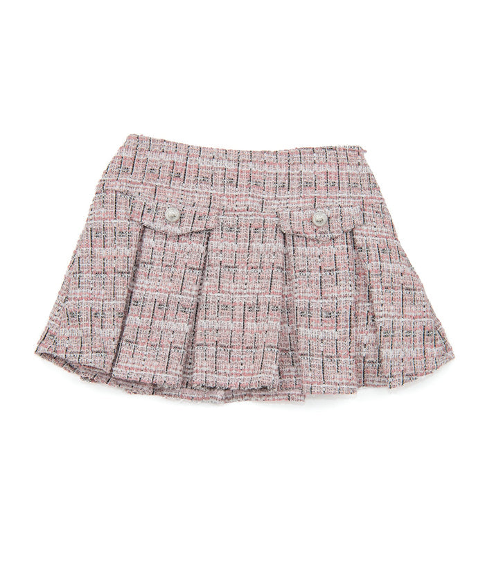 FBZ Girls Lennie Pink Tweed Silver Buttons Skirt Girls Casual Bottoms FBZ Flowers By Zoe
