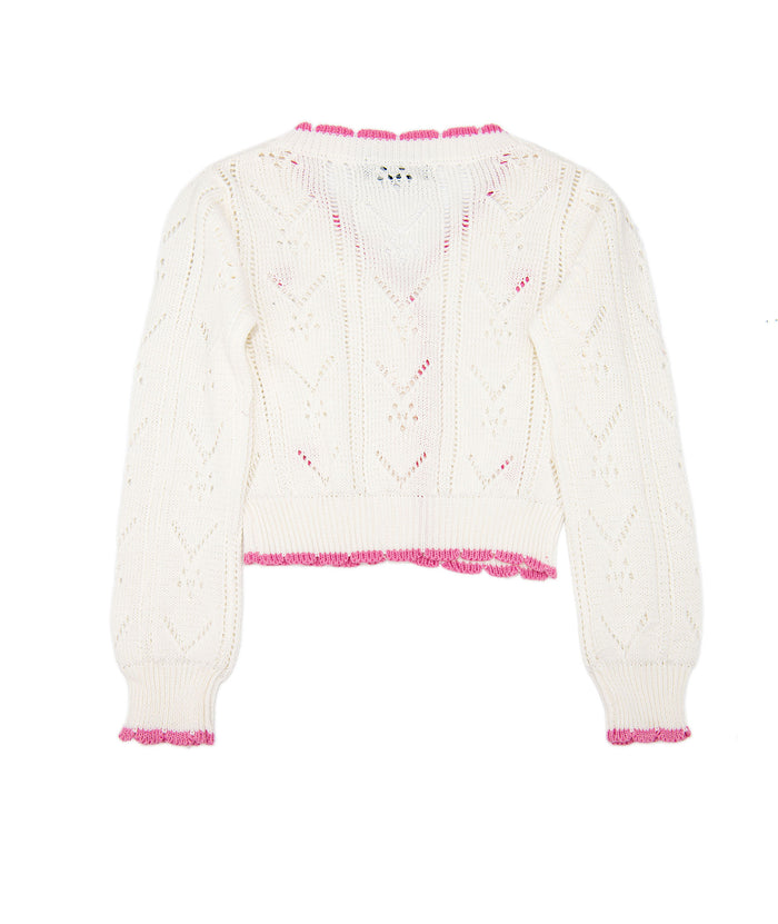 FBZ Girls Lucie Crochet Pink Heart Cardigan Distressed/seasonal girls FBZ Flowers By Zoe