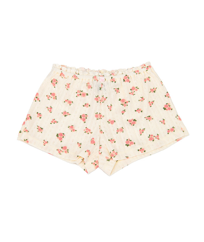FBZ Girls Mae Peach Floral Pointelle Shorts Distressed/seasonal girls FBZ Flowers By Zoe Floral Y/S (7/8)