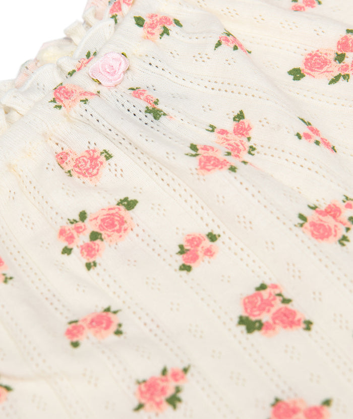 FBZ Girls Mae Peach Floral Pointelle Shorts Distressed/seasonal girls FBZ Flowers By Zoe