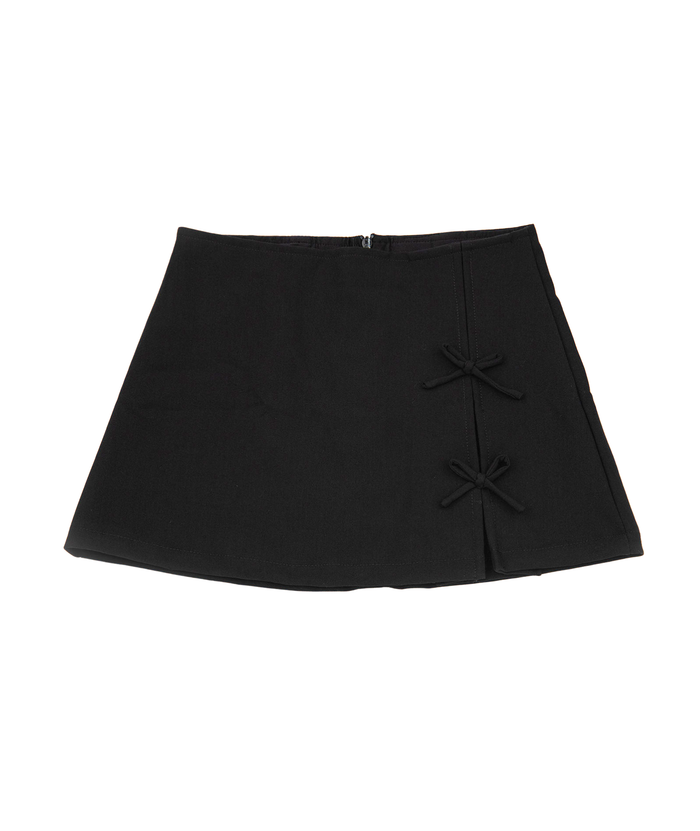 FBZ Girls Mattie Black Gabardine Bow Skirt Girls Casual Bottoms FBZ Flowers By Zoe