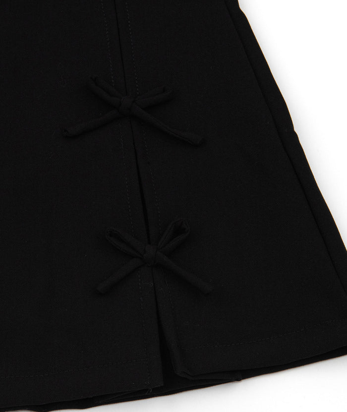 FBZ Girls Mattie Black Gabardine Bow Skirt Girls Casual Bottoms FBZ Flowers By Zoe