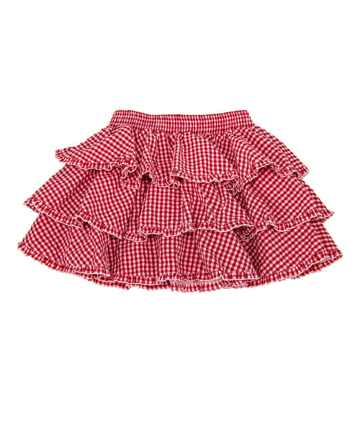 FBZ Girls Olivia Red Gingham 3 Layer Skirt Distressed/seasonal girls FBZ Flowers By Zoe