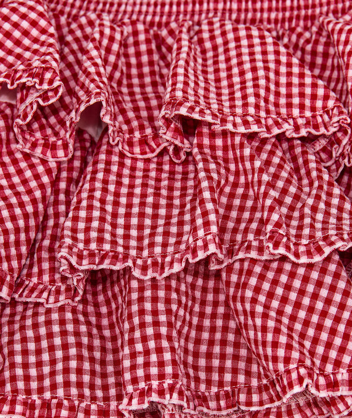 FBZ Girls Olivia Red Gingham 3 Layer Skirt Distressed/seasonal girls FBZ Flowers By Zoe