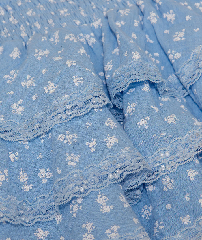 FBZ Girls Ravello Blue Floral Lace Skirt Distressed/seasonal girls FBZ Flowers By Zoe