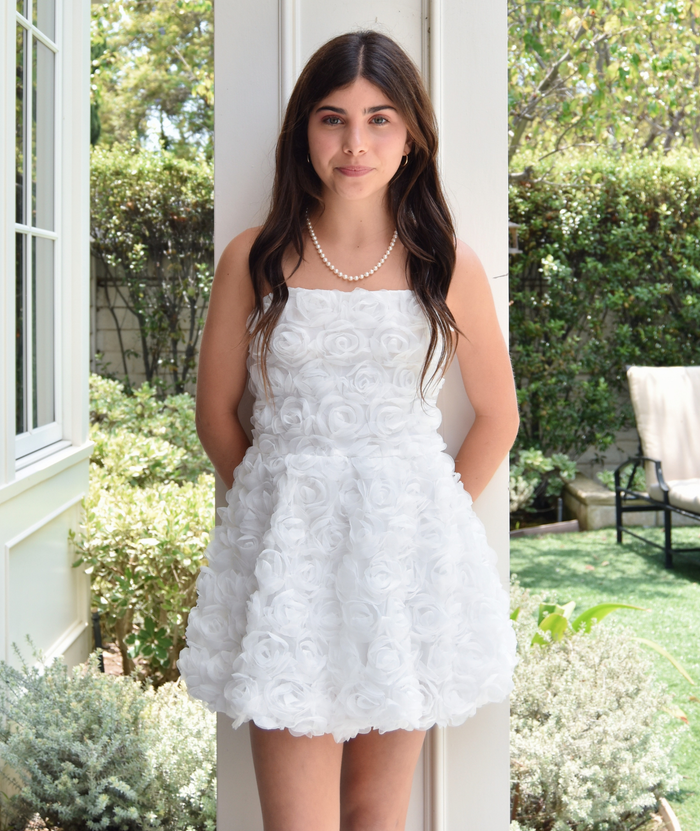 FBZ Girls Serena Allover Roses Dress Girls Special Dresses FBZ Flowers By Zoe White Y/S (7/8)
