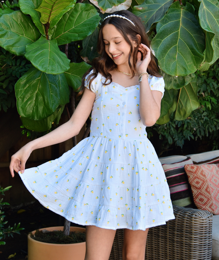 FBZ Girls Sorrento Lemon Dress Distressed/seasonal girls FBZ Flowers By Zoe