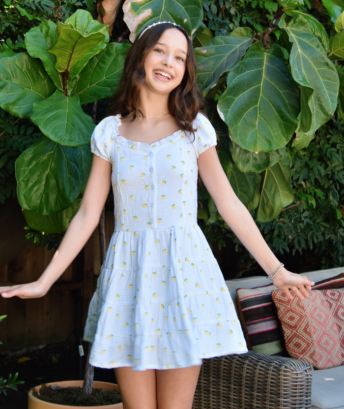 FBZ Girls Sorrento Lemon Dress Distressed/seasonal girls FBZ Flowers By Zoe