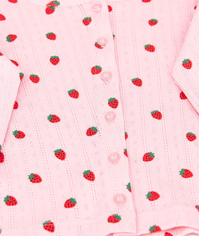 FBZ Girls Strawberry Pointelle Cardigan Distressed/seasonal girls FBZ Flowers By Zoe