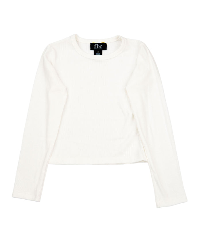 FBZ Girls Whitt Long Sleeve Rib Tee Girls Casual Tops FBZ Flowers By Zoe Ivory Y/S (7/8)
