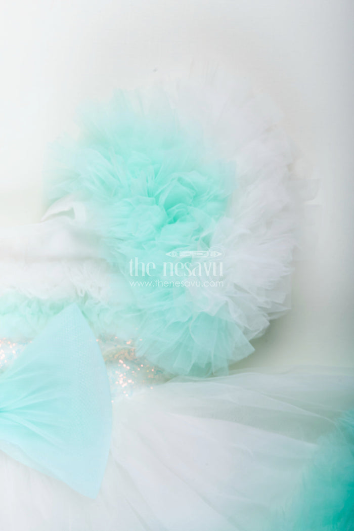 The Nesavu Girls Fancy Party Frock Feather-trimmed soft net party frock for baby girls – dreamy look for birthdays Nesavu Feather-trimmed baby girl party frock soft net  perfect birthdays celebrations