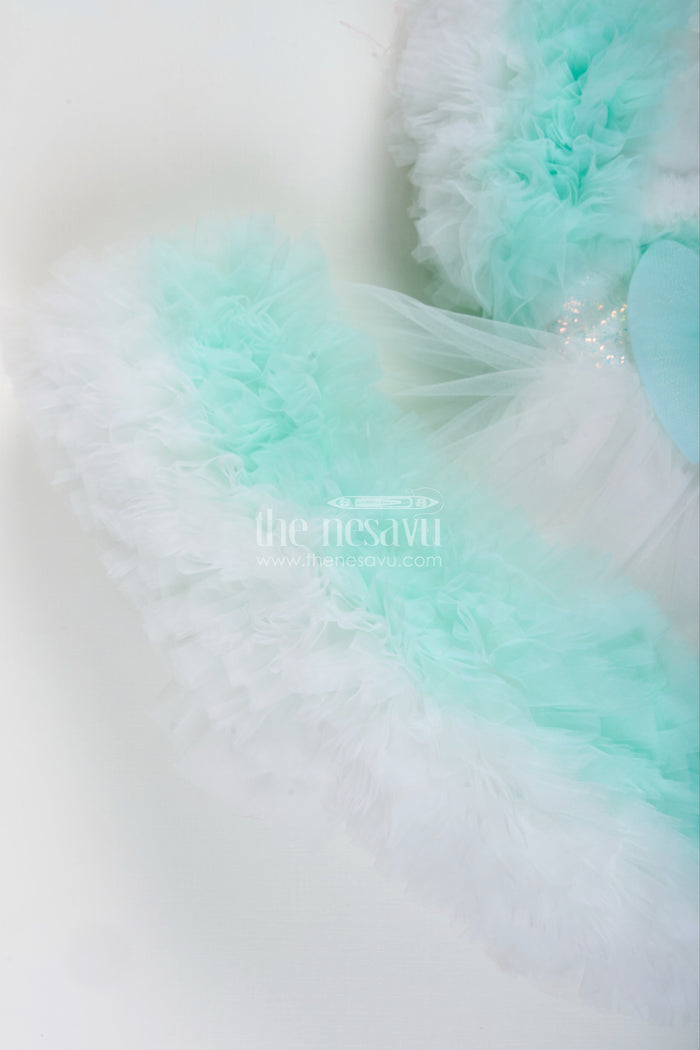 The Nesavu Girls Fancy Party Frock Feather-trimmed soft net party frock for baby girls – dreamy look for birthdays Nesavu Feather-trimmed baby girl party frock soft net  perfect birthdays celebrations