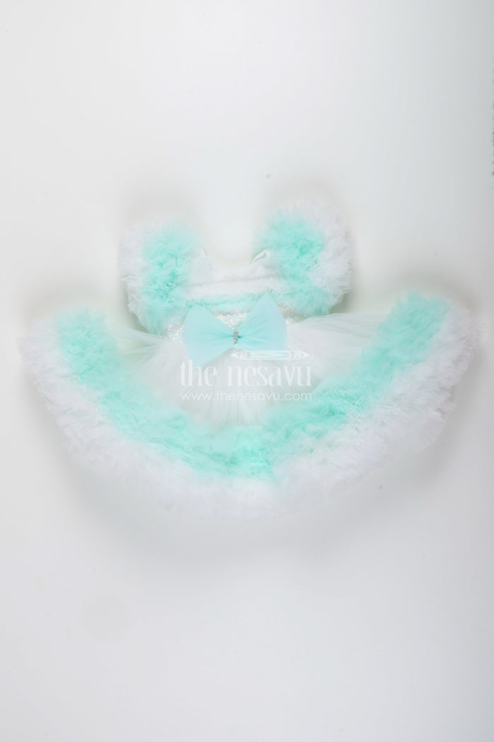 The Nesavu Girls Fancy Party Frock Feather-trimmed soft net party frock for baby girls – dreamy look for birthdays Nesavu Feather-trimmed baby girl party frock soft net  perfect birthdays celebrations
