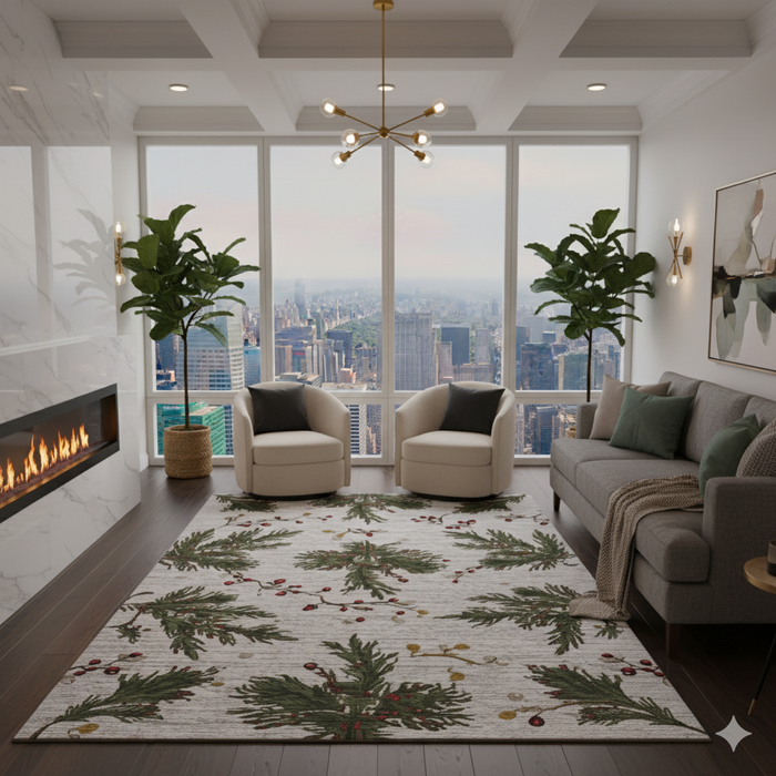 Festive Evergreen Area Rug