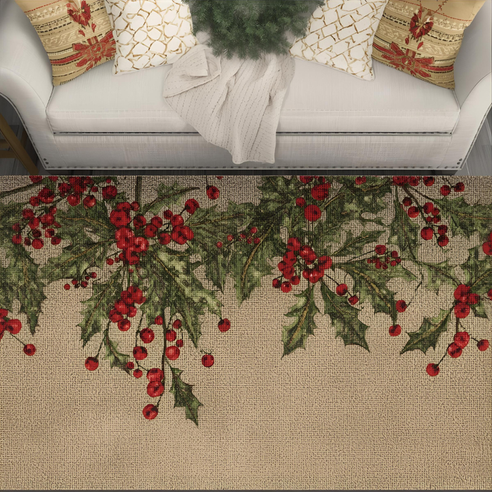Festive Holly Garland Area Rug
