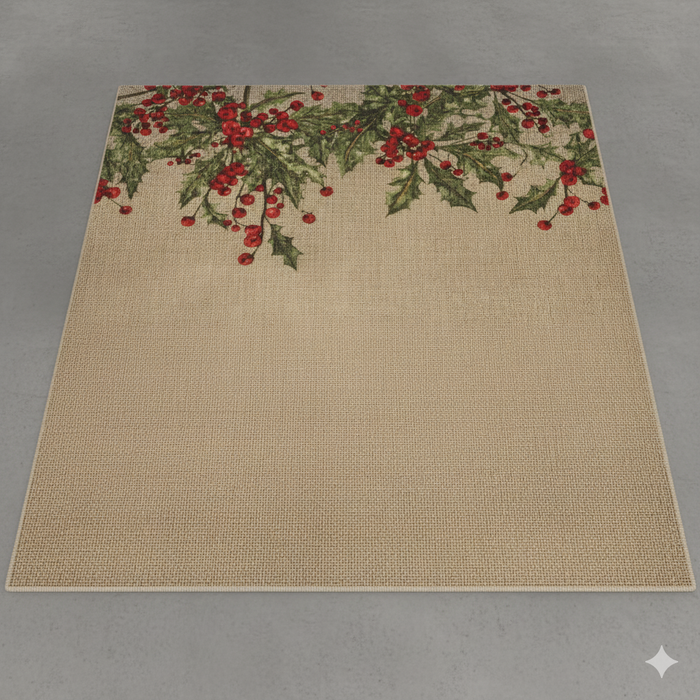 Festive Holly Garland Area Rug