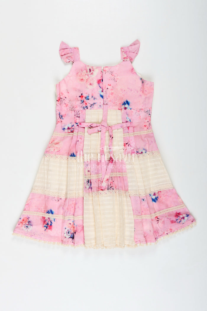The Nesavu Girls Cotton Frock Festive Occasion Dress for Baby Girls Traditional Touch Nesavu Nesavu Frock Baby Girl Festive Occasions Cotton Sequins Lace Pleated Panels