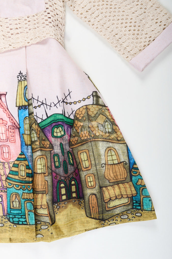 The Nesavu Girls Fancy Frock Festive printed frock with matching jacket for toddler girls Nesavu Nesavu toddler girl printed frock layered jacket school functions festive photoshoots