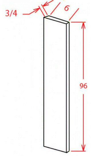 Filler , 6" x 96" , Shaker , Wood White
