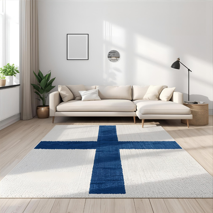 Finland Blue Cross Area Rug