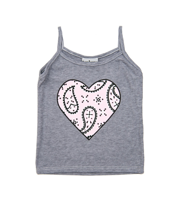 Firehouse Girls Bandana Heart Cami Girls Casual Tops Firehouse Heather Grey Y/4