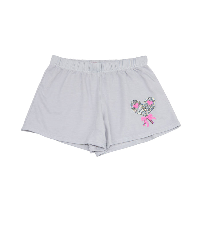 Firehouse Girls Carlee Clay Tennis Bow Fleece Shorts Girls Casual Bottoms Firehouse Grey Y/5