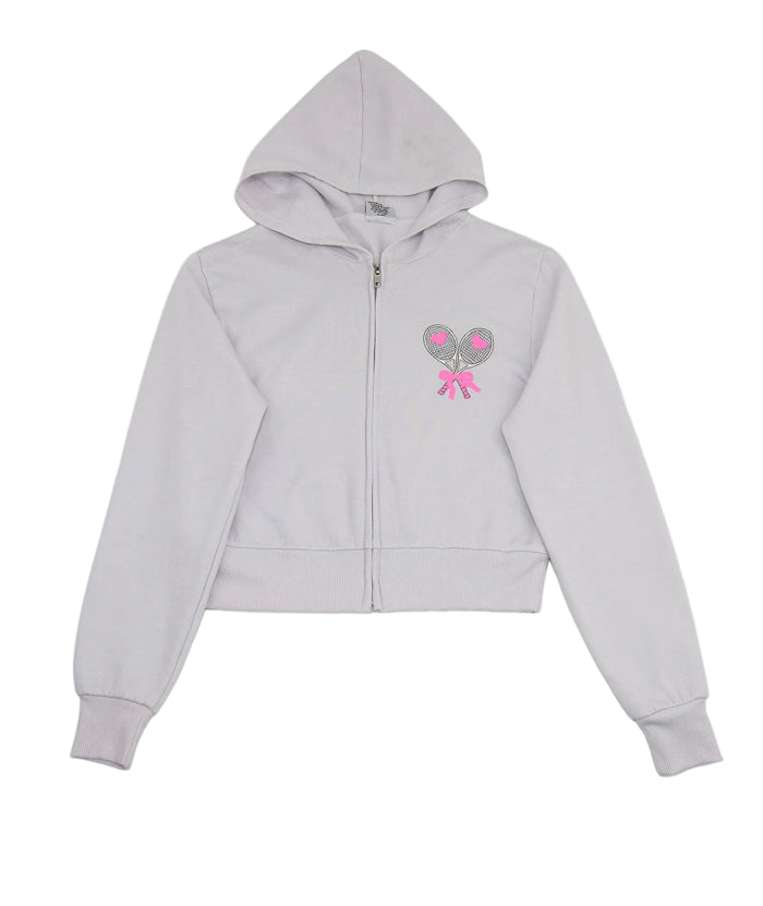 Firehouse Girls Carlee Clay Tennis Bow Zip Hoodie Girls Casual Tops Firehouse Grey Y/5