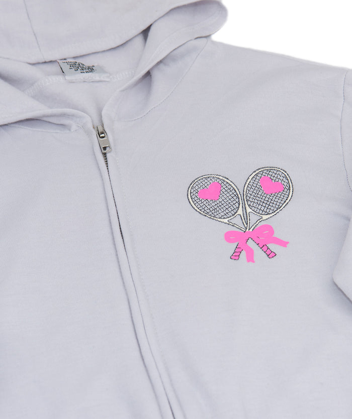 Firehouse Girls Carlee Clay Tennis Bow Zip Hoodie Girls Casual Tops Firehouse