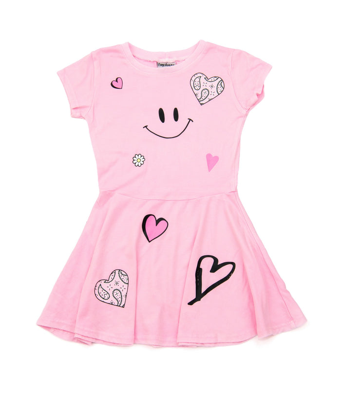 Firehouse Girls Happy Hearts Dress Girls Casual Dresses Firehouse Ice Pink Y/4