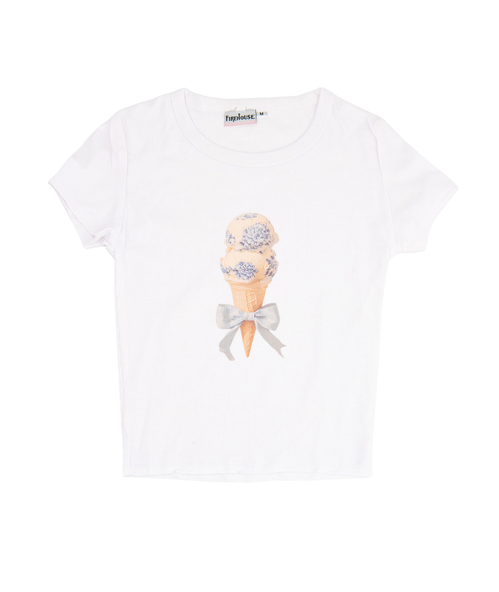 Firehouse Girls Ice Cream Party Rib Tee Distressed/seasonal girls Firehouse White Y/S (7/8)
