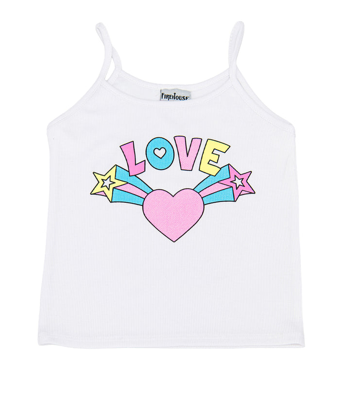 Firehouse Girls Love Burst Cami Distressed/seasonal girls Firehouse White Y/S (7/8)