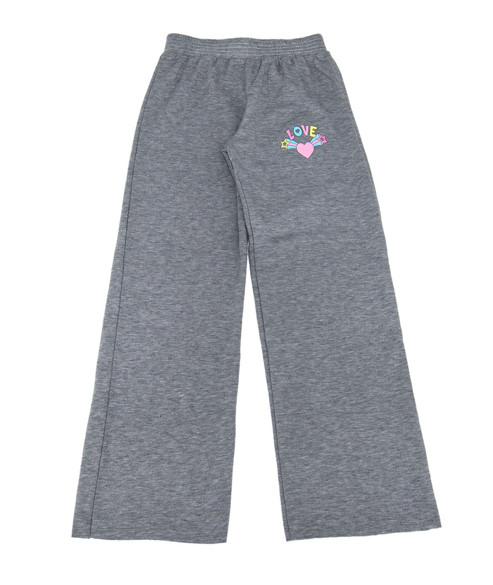 Firehouse Girls Love Burst Wide Leg Sweatpants Girls Casual Bottoms Firehouse Heather Grey Y/S (7/8)