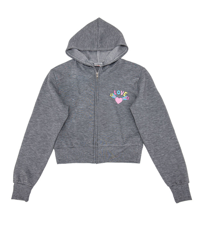 Firehouse Girls Love Burst Zip Hoodie Girls Casual Tops Firehouse Heather Grey Y/S (7/8)