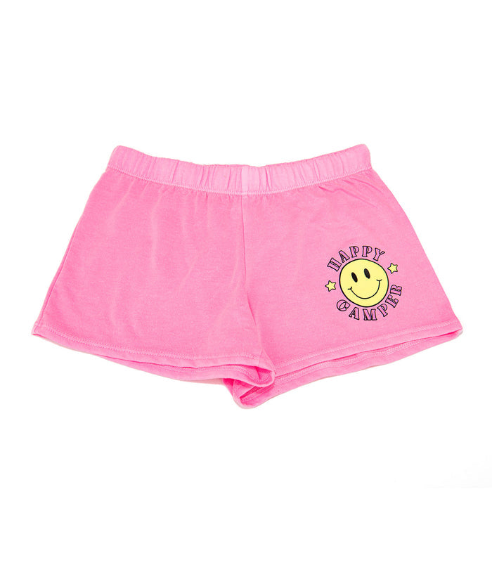 Firehouse Girls Neon Pink Happy Camper Fleece Shorts Distressed/seasonal girls Firehouse Neon Pink Y/5