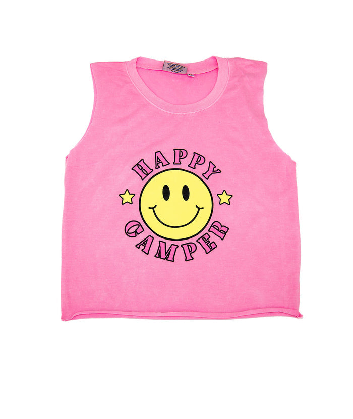 Firehouse Girls Neon Pink Happy Camper Tank Distressed/seasonal girls Firehouse