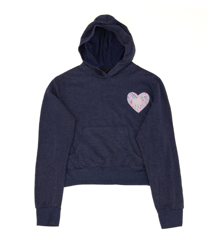 Firehouse Girls Preppy Patch Heart Pocket Hoodie Navy Distressed/seasonal girls Firehouse Navy Y/S (7/8)