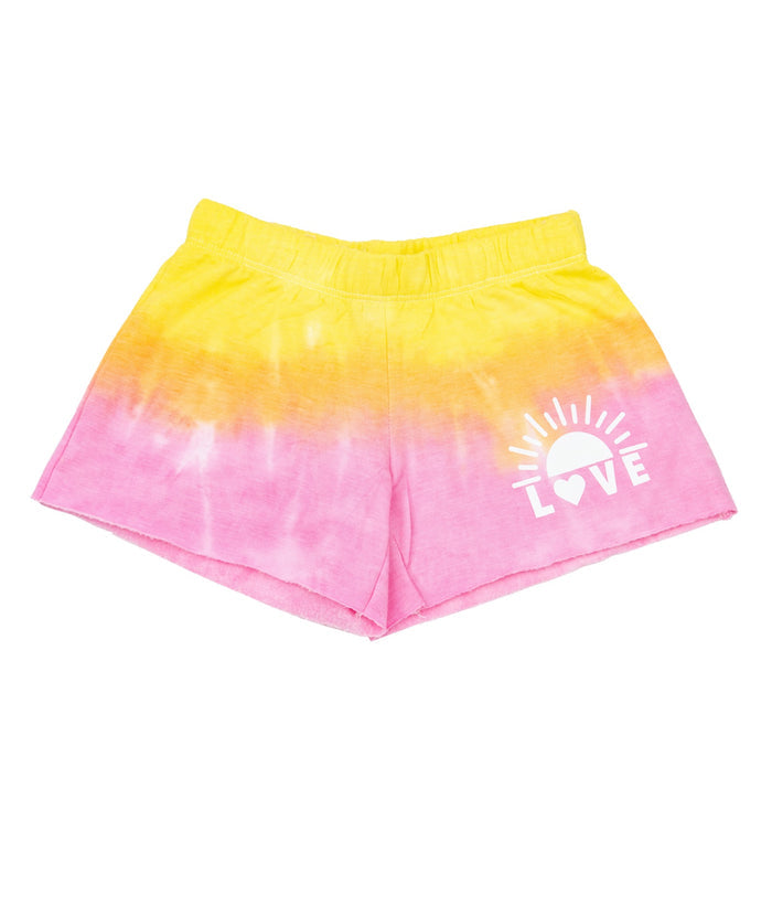 Firehouse Girls St. Barths Tie Dye Love Rays Fleece Shorts Girls Casual Bottoms Firehouse Tie Dye Y/XS (6X)