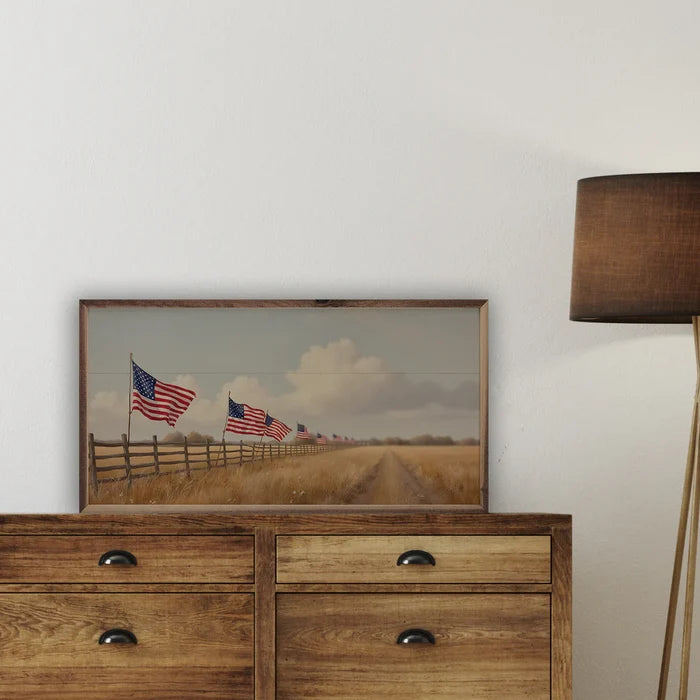 Flags On Fence Line Sign