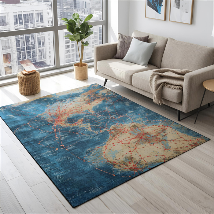 Flight Path Map Area Rug