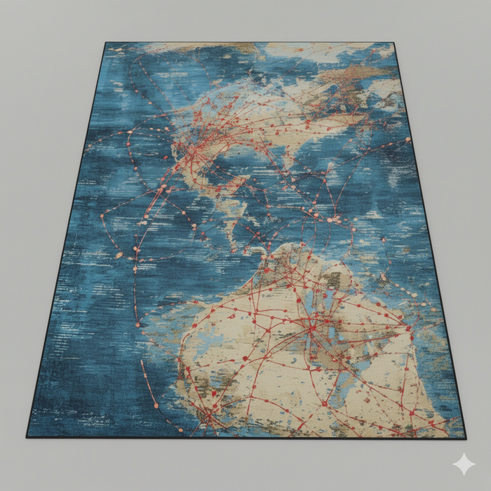 Flight Path Map Area Rug