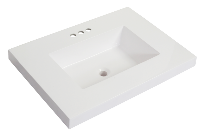 Floating Single Sink Vanity Top , 22" x 31" , White