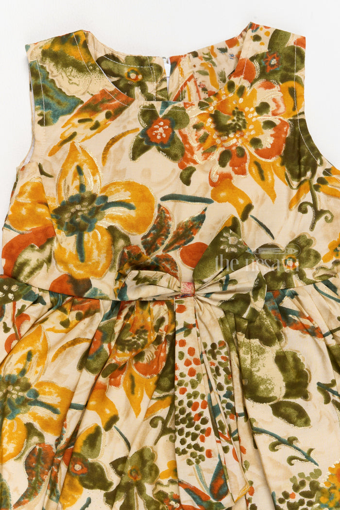 The Nesavu Girls Cotton Frock Floral Cotton Frock for Girls with Vibrant Print and Sleeveless Design Nesavu Floral Cotton Frock Girls Sleeveless Design Vibrant Prints | The Nesavu