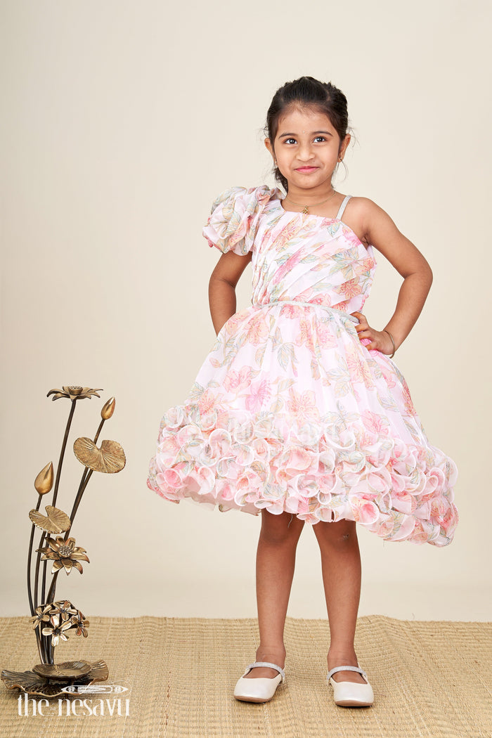 The Nesavu Girls Fancy Party Frock Floral Pink Baby Girl Frock Organza Ruffle Party Dress For Birthdays And Photoshoots Nesavu Nesavu Floral Pink Baby Girl Frock Organza Ruffle Party Dress Birthdays Photoshoots