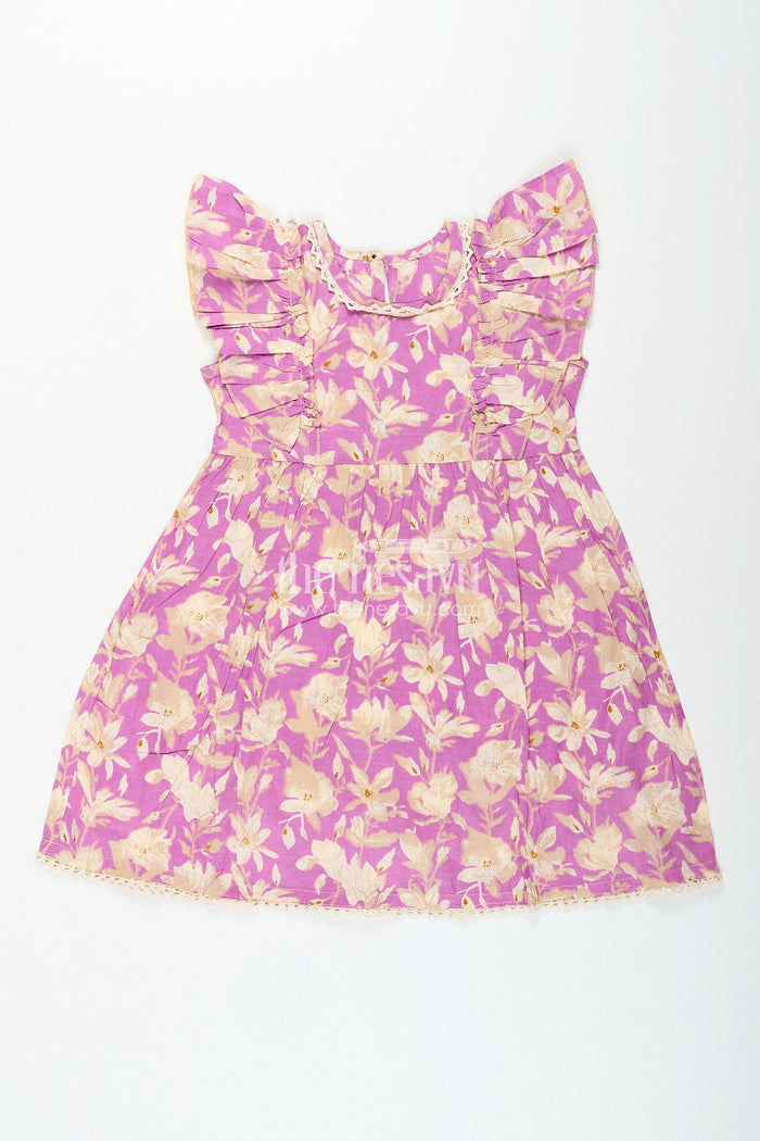 The Nesavu Floral printed frock for baby girls’ casual and festive moments Nesavu 16 (1Y) / Pink GFC1964A-16 Nesavu baby girl cotton frock floral digital print  everyday wear festive casual use