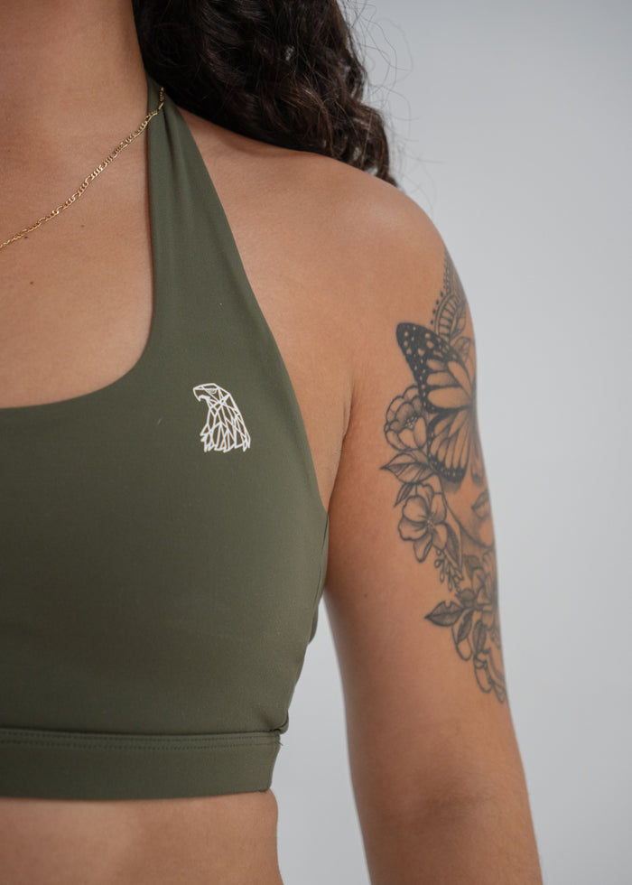 FLOW Halter Bra - OLIVE