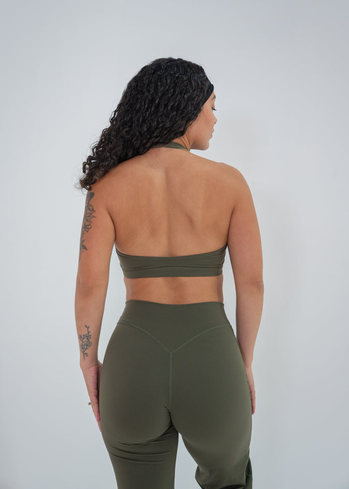 FLOW Halter Bra - OLIVE