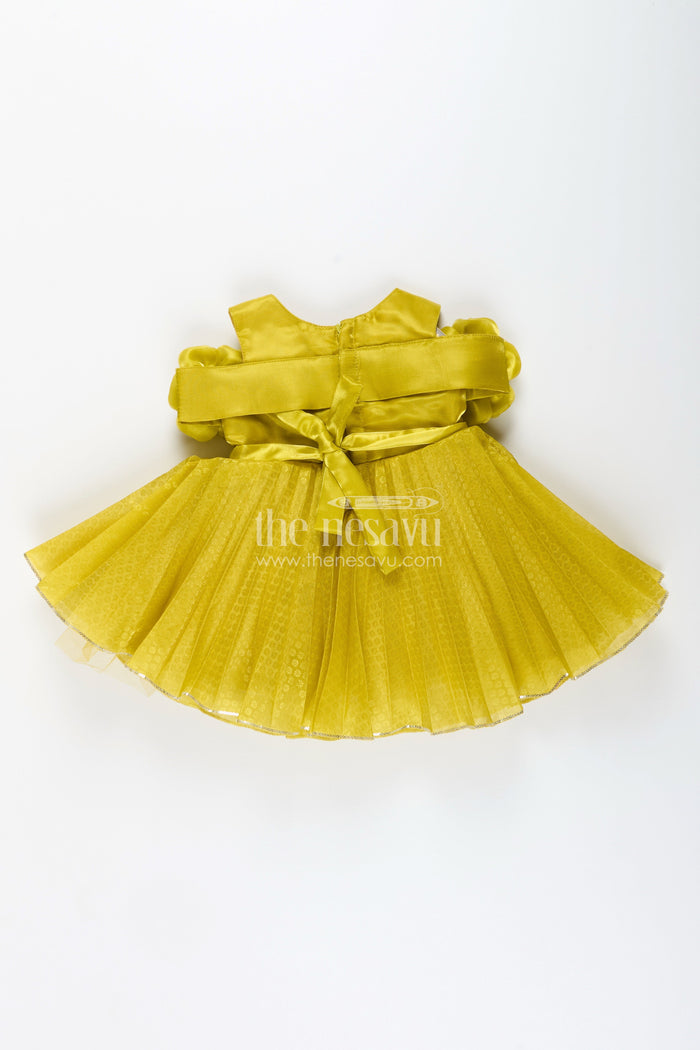 The Nesavu Girls Fancy Party Frock Flower-embellished satin frock for baby girls – perfect for parties and receptions Nesavu Nesavu satin frock 3D flowers baby girls  ideal party wear receptions