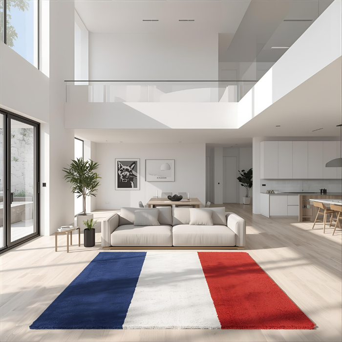 French Tricolor Area Rug