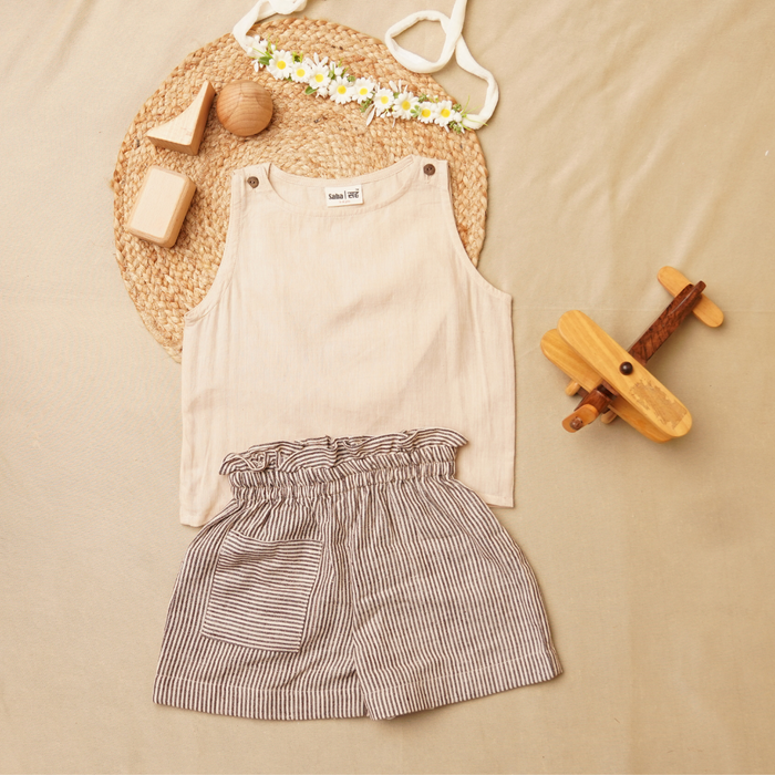 Frilly Fun Set' - Girls' Set with Crop Top and Frilly Shorts Set (3-6 Years)