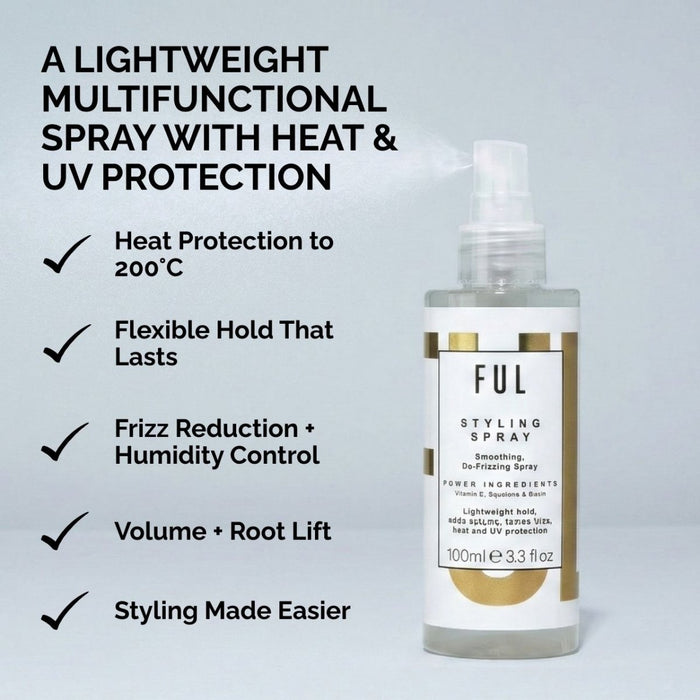 FUL Styling Spray 100ml – Heat Protectant & Volumising Mist for Frizz-Free Daily Styling - The LTL Shop